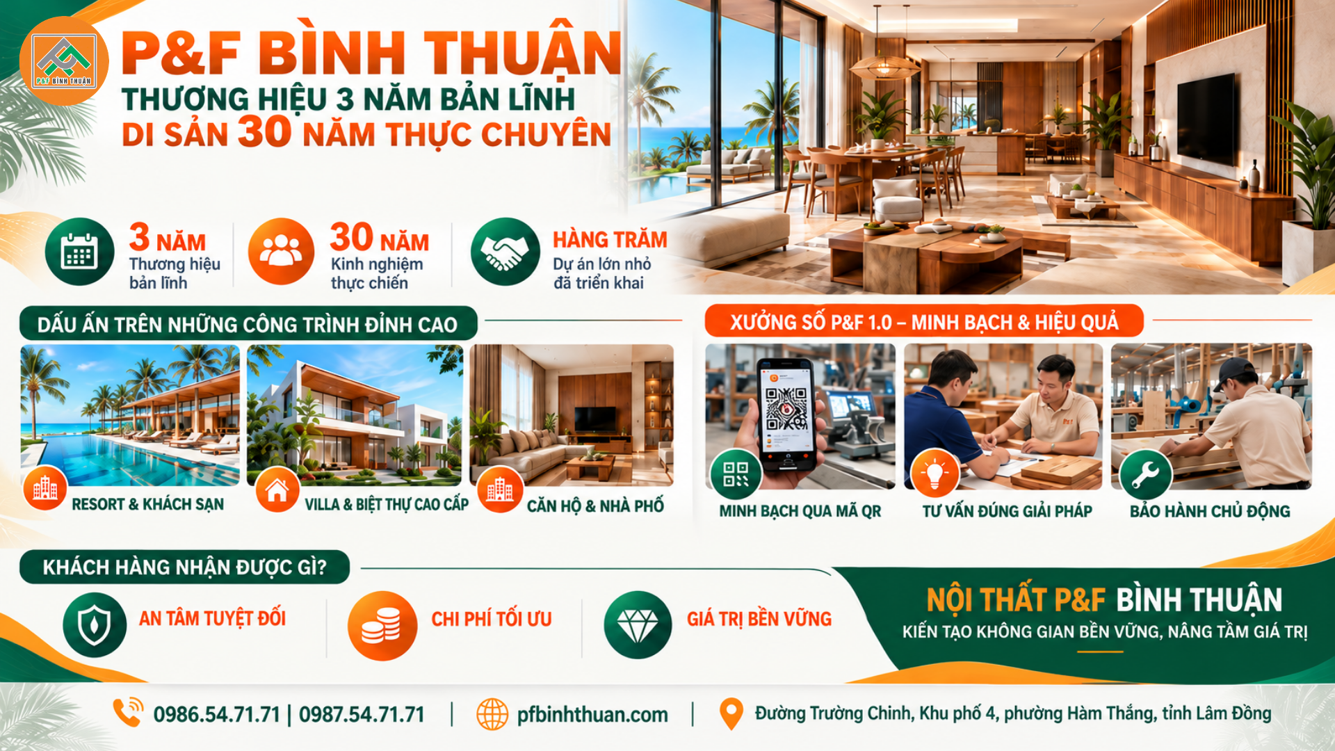 P&F BÌNH THUẬN: 3 NĂM BẢN LĨNH – 30 NĂM KINH NGHIỆM NỘI THẤT