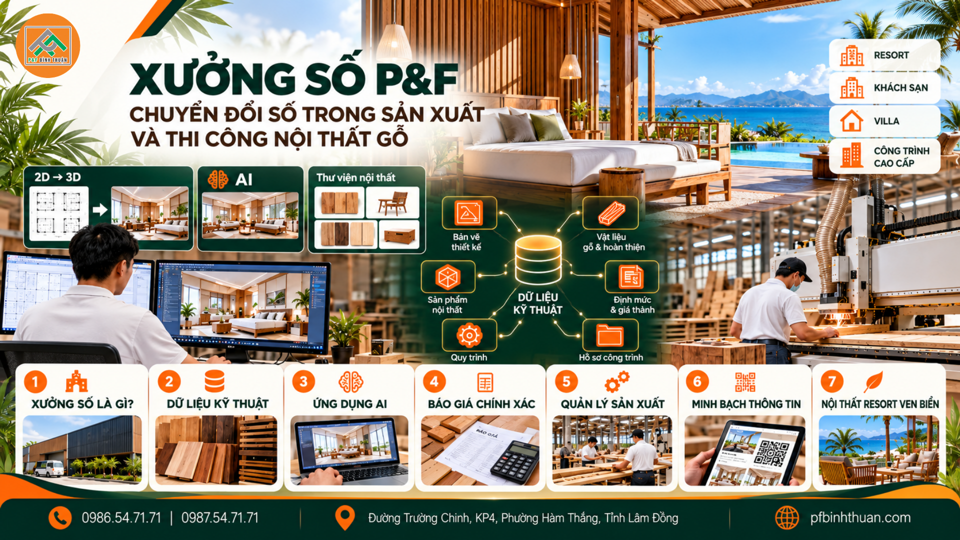 XƯỞNG SỐ P&F: CHUYỂN ĐỔI SỐ TRONG SẢN XUẤT VÀ THI CÔNG NỘI THẤT GỖ